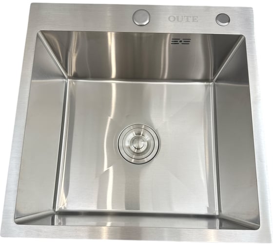 Кухонная мойка OUTE из нержавеющей стали с PVD покрытием 50x50 см с сифоном Цвет сатин T75050L 1