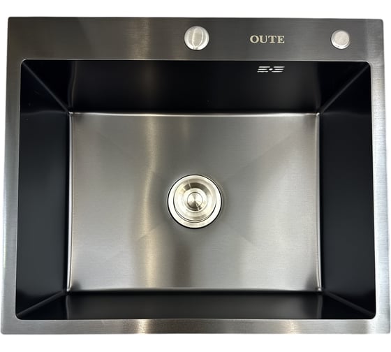 Кухонная мойка OUTE из нержавеющей стали с PVD покрытием 60x50 см с сифоном Цвет черный матовый T76050H 1