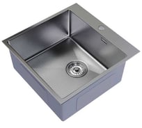 Мойка MIXLINE PRO настольный монтаж, 50x50 см, 2.0 мм, выпуск 3 1/2, 20 см, с сифоном, сатин, НАНО декор 556577