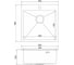 Мойка MIXLINE PRO настольный монтаж, 50x50 см, 2.0 мм, выпуск 3 1/2, 20 см, с сифоном, сатин, НАНО декор 556577 7
