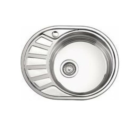 Мойка LEDEME нержавеющая сталь, врезная, овал, 570x450x180, 0.8 мм., выпуск 3 1/2, правая чаша ДЕКОР L65745-R 97942