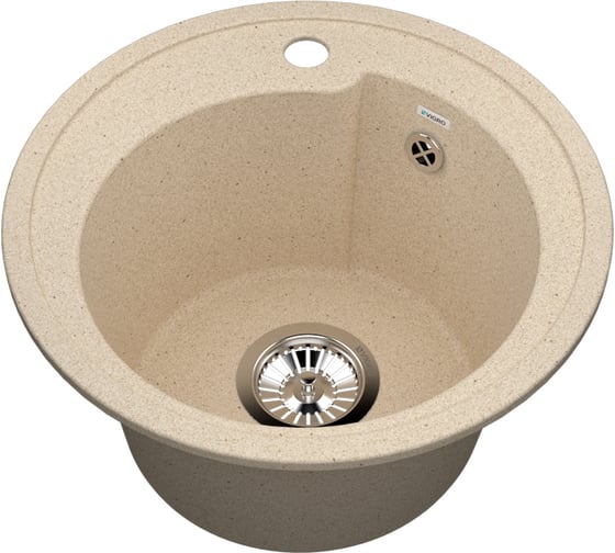 Мойка для кухни VIGRO из искусственного мрамора, (440х440х205) с уникальным дизайном чаши в форме капли VG101 латте 1