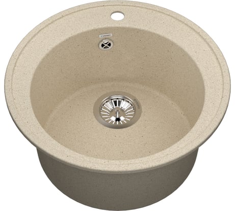 Мойка для кухни VIGRO из искусственного мрамора, (470х470х190) классическая круглая с глубокой чашей VG102 латте