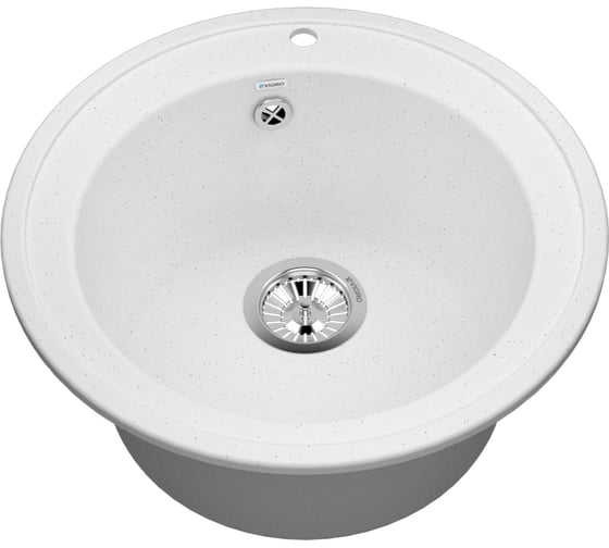 Мойка для кухни VIGRO из искусственного мрамора, (505х505х210) классическая круглая VG104 белый 1