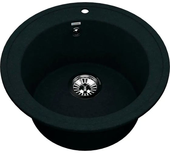 Mойка для кухни VIGRO из искусственного мрамора, (505х505х210) классическая круглая VG104 обсидиан
