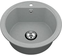 Мойка для кухни VIGRO из искусственного мрамора, (525х525х200) круглая с противоскользящим дном и защитой от брызг VG105 серый