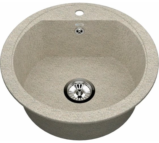 Мойка для кухни VIGRO из искусственного мрамора, (525х525х200) круглая с противоскользящим дном и защитой от брызг VG105 терра