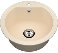 Мойка для кухни VIGRO из искусственного мрамора, (525х525х200) круглая с противоскользящим дном и защитой от брызг VG105 сахара