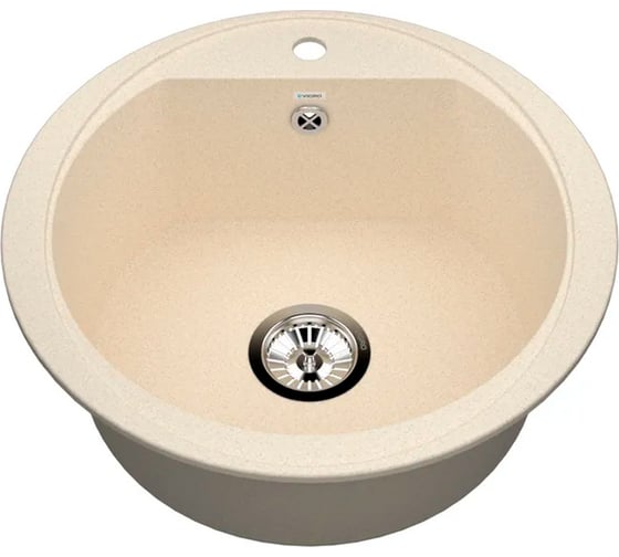 Мойка для кухни VIGRO из искусственного мрамора, (525х525х200) круглая с противоскользящим дном и защитой от брызг VG105 сахара