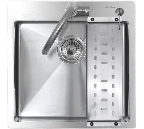 Мойка MELANA R5050H  ProfLine 3,0/200 САТИН врезная квадратная в комплекте с дозатором и коландером MLN-R5050H+дозатор+коландер 1