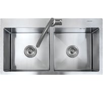 Мойка MELANA RS8045H  ProfLine 3,0/200 САТИН 2-я чаша, врезная прямоугольная MLN-RS8045H