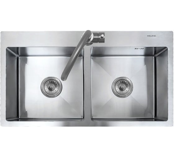 Мойка MELANA RS8045H  ProfLine 3,0/200 САТИН 2-я чаша, врезная прямоугольная MLN-RS8045H 1