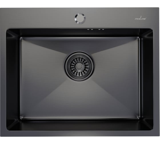 Настольная мойка MIXLINE PRO 53x43, 3 мм, выпуск 3 1/2, 22 см, с сифоном, черный графит 547234