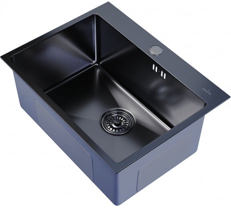 Настольная мойка MIXLINE PRO 60x45, 3 мм, выпуск 3 1/2, 22 см, с сифоном, черный графит 547236