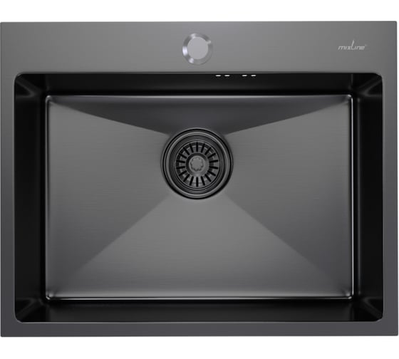 Настольная мойка MIXLINE PRO 60x45, 3 мм, выпуск 3 1/2, 22 см, с сифоном, черный графит 547236