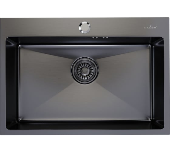 Настольная мойка MIXLINE PRO 65x45, 3 мм, выпуск 3 1/2, 22 см, с сифоном, черный графит 547238