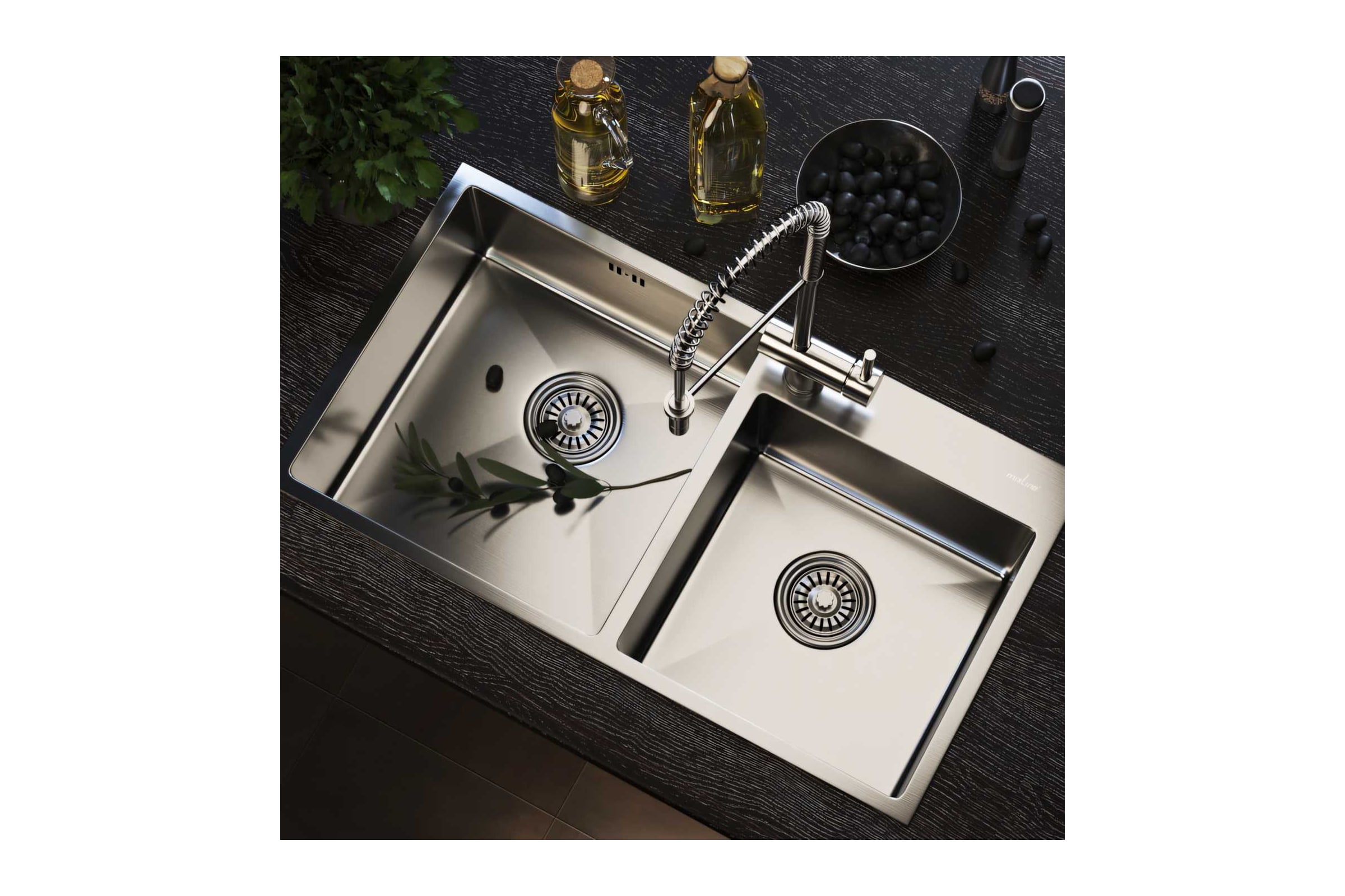 Настольная мойка MIXLINE PRO 72x40, 3мм, 2-х чашевая, выпуск 3 1/2