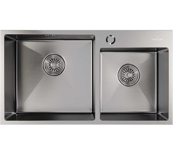 Настольная мойка MIXLINE PRO 72x40, 3мм, 2-х чашевая, выпуск 3 1/2, 22 см, с сифоном, сатин 547240