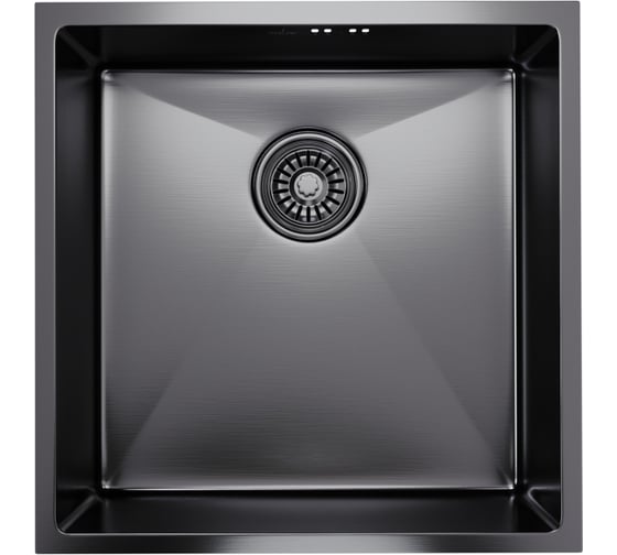 Подстольная мойка MIXLINE PRO 50x50, 3 мм, выпуск 3 1/2, 20 см, с сифоном, черный графит 547228