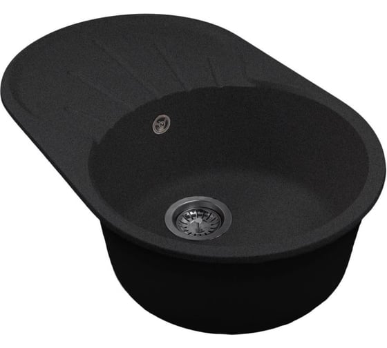 Мойка MIXLINE ML-GMS105 СТАНДАРТ овальная с крылом, черный 308, 740х460х190мм 558122 1