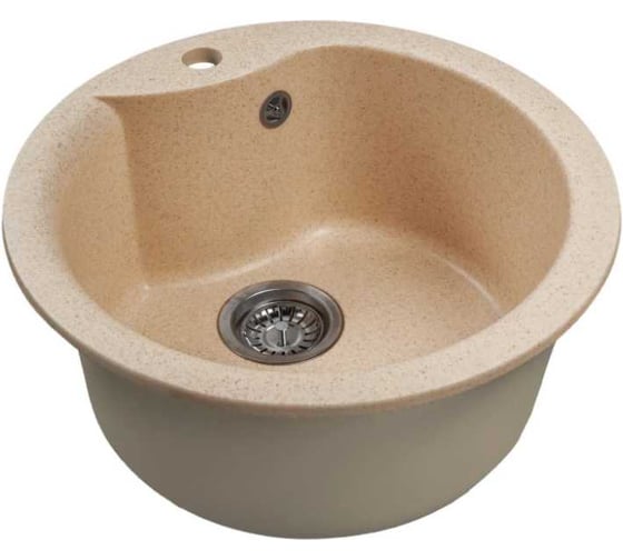 Мойкa MIXLINE ML-GMS101 СТАНДАРТ круглая, бежевый 328, 480 мм, глубина чаши 190 558082 1