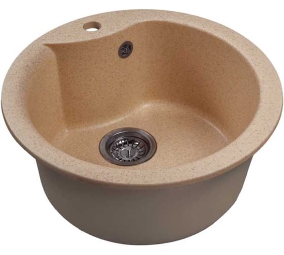 Мойкa MIXLINE ML-GMS101 СТАНДАРТ круглая, песочный 302, 480 мм, глубина чаши 190 558081 1