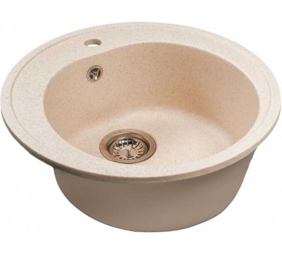 Мойкa MIXLINE ML-GMS102 СТАНДАРТ круглая, бежевый 328, 500 мм, глубина чаши 170 558088 1