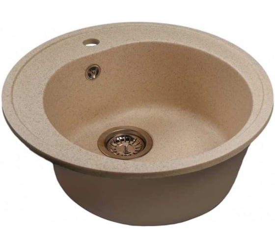 Мойкa MIXLINE ML-GMS102 СТАНДАРТ круглая, песочный 302, 500 мм, глубина чаши 170 558087 1