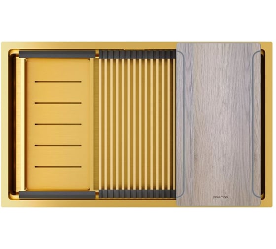 Мойка Paulmark NEXT-MULTI SINK 74 UNI нерж. сталь, брашированное золото, 740х450мм, PM787445-BG 1