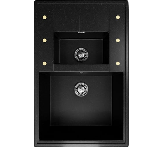 Мойка Zox ZX-GM 07 двухчашевая, с крылом, черная, 480х740х180 мм 544312