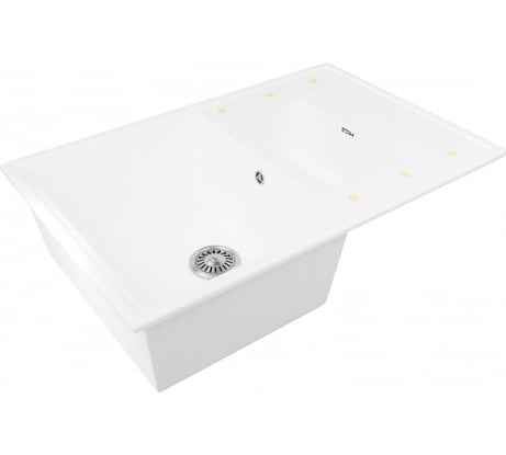 Мойка Zox ZX-GM 07 двухчашевая, с крылом, белая, 480х740х180 мм 544314