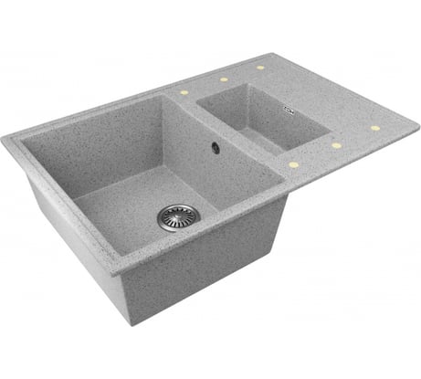 Мойка Zox ZX-GM 07 двухчашевая, с крылом, серая, 480х740х180 мм 544311