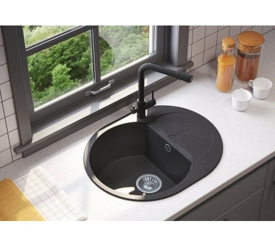 Кухонная мойка Polygran ATOL-620 (№16 Черный) 678958