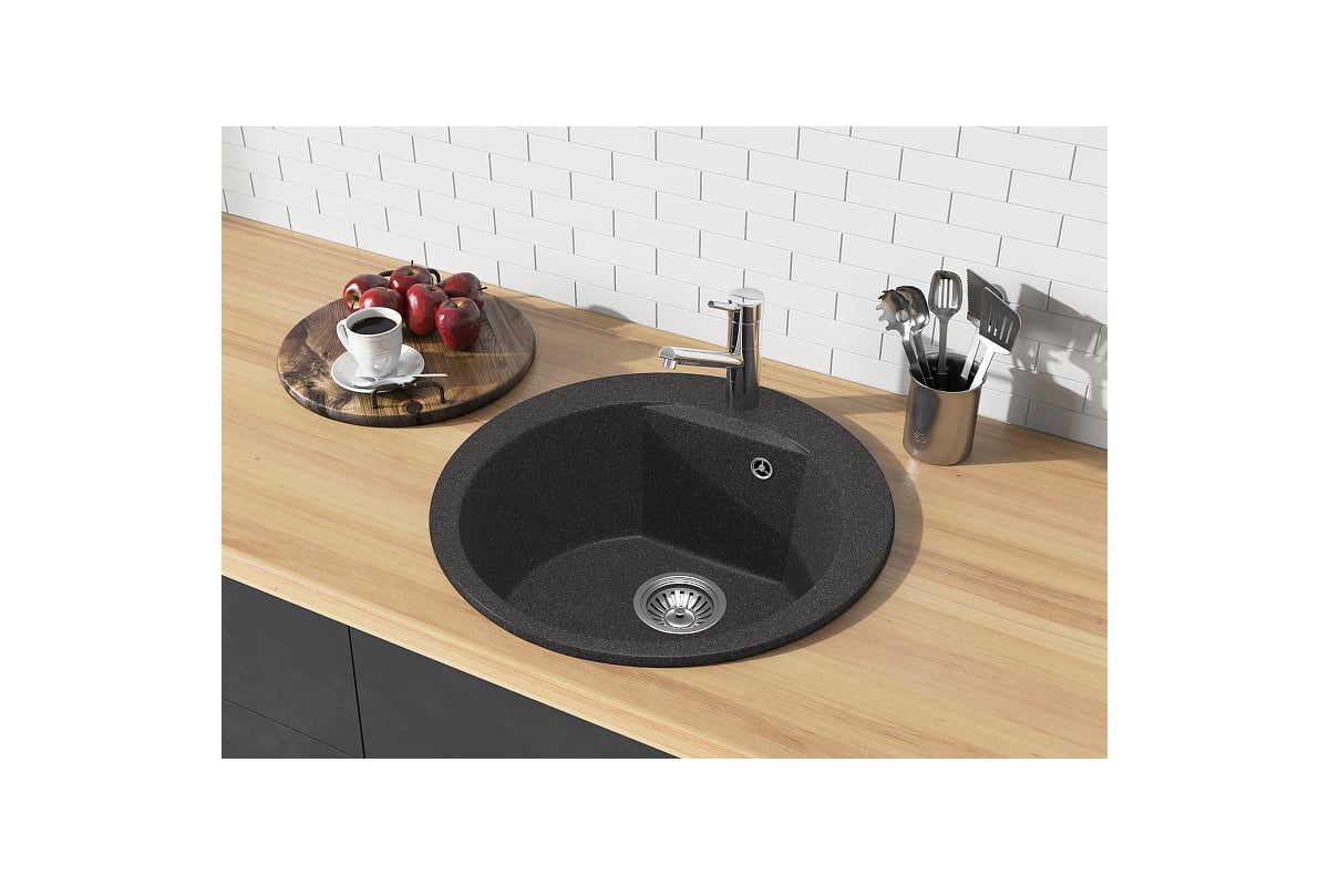 Кухонная мойка Polygran ATOL-520 (№14 Серый) 627437 - выгодная цена ...