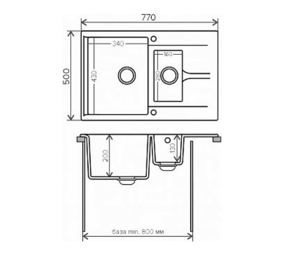 Кухонная мойка Polygran BRIG-770 (№36 Белый Хлопок) 473400