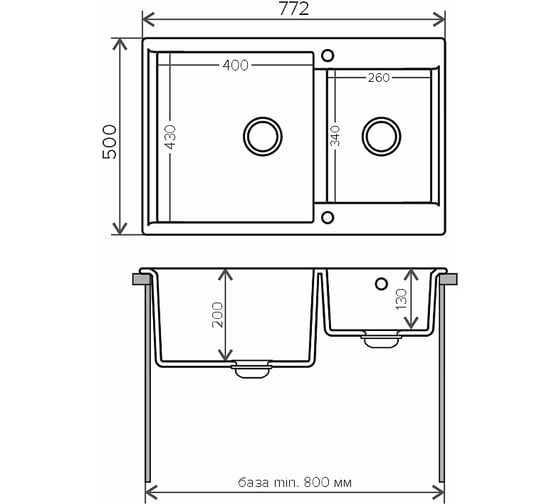 Кухонная мойка Polygran BRIG-772 (№14 Серый) 621473