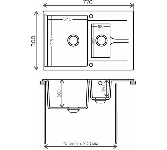 Кухонная мойка Polygran BRIG-770 (№14 Серый) 621398
