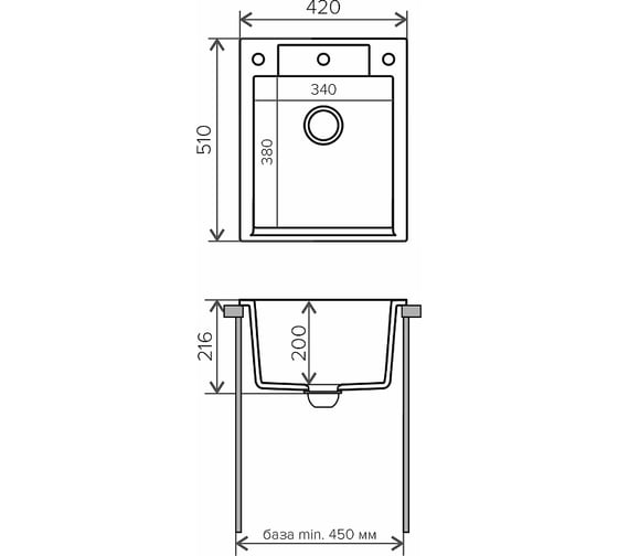 Кухонная мойка Polygran ARGO-420 (№16 Черный) 627321