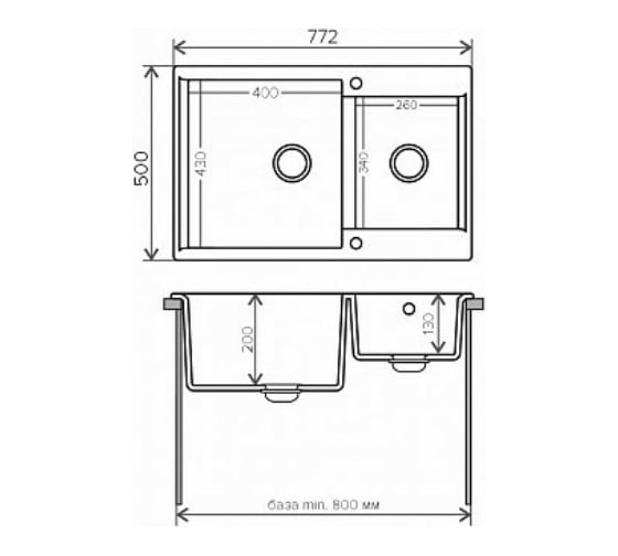 Кухонная мойка Polygran BRIG-772 (№16 Черный) 621480