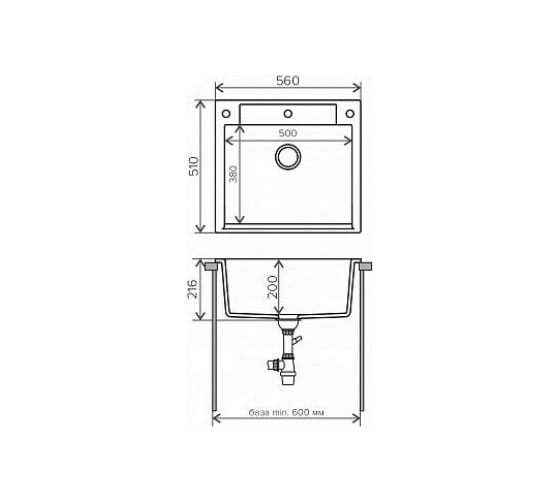 Кухонная мойка Polygran ARGO-560 (№36 Белый Хлопок) 473370