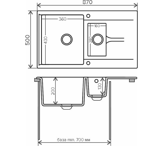 Кухонная мойка Polygran BRIG-870 (№14 Серый) 627376