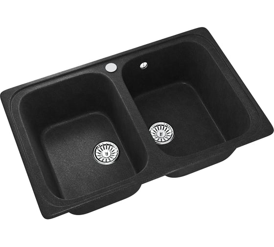Мойка MIXLINE ML-GM23 двухчашевая, антрацит 343, 495х775х200 мм 547640 1