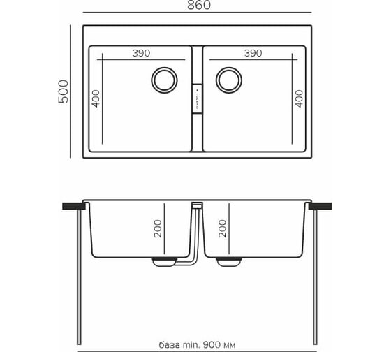 Кухонная мойка Tolero кварцевая, цвет черный TL-862 №911 473981
