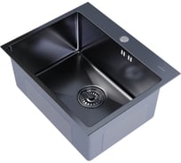 Мойка подстольного монтажа MIXLINE, 65×44 см, толщина 3.0 мм, выпуск 3 1/2", с сифоном, чёрный графит, НАНО декор 557736