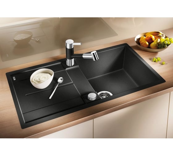 Мойка Blanco METRA 5 S F Silgranit тёмная скала, с клапаном автоматом 519102