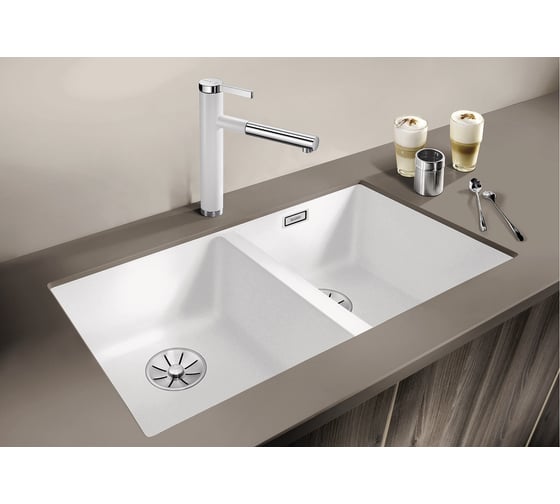 Мойка Blanco SUBLINE 350 350 U Silgranit шампань, с отводной арматурой InFino 523580