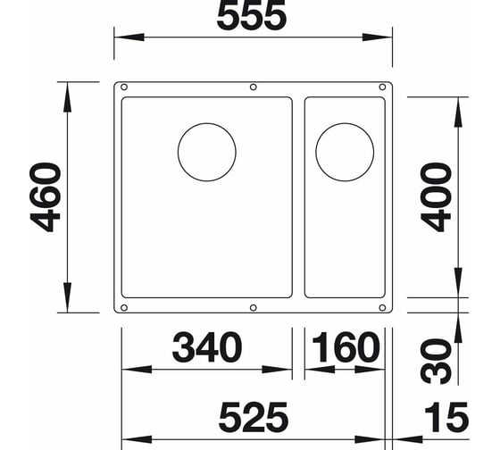 Мойка Blanco SUBLINE 340 160 U Silgranit жемчужный (чаша справа), с отводной арматурой InFino 523561