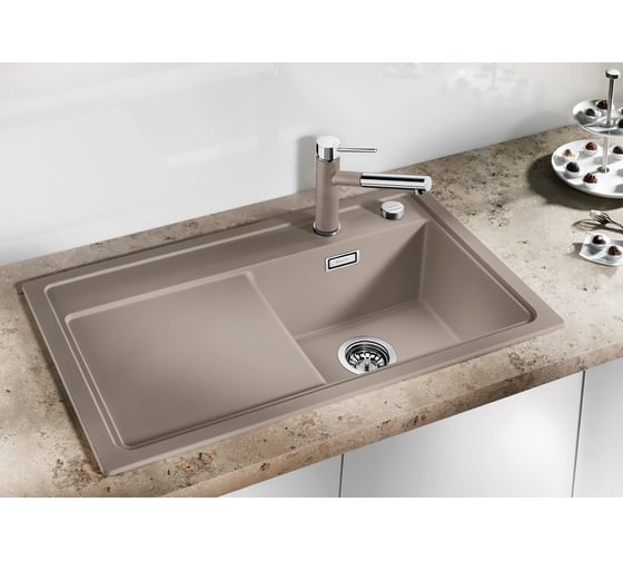 Мойка Blanco ZENAR 45S (чаша слева) кофе, с клапаном автоматом InFino 523838