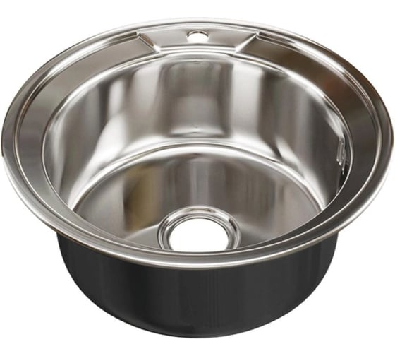 Мойка MIXLINE круг d 49 0,4 вып 3 1/2 глуб чаши 16см с сифоном/ПОЛИМЕР 558487