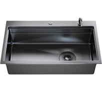Мойка MIXLINE настол.монтаж 78х48 1,0 вып 3 1/2 ПРО с ФАСКОЙ 21,5см с сиф.ч граф дек+доз+кол+р/д 558473